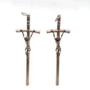 Cucifix Cross VTG INRI Metal Jesus Wall Hanging Decoration Christianity Silver